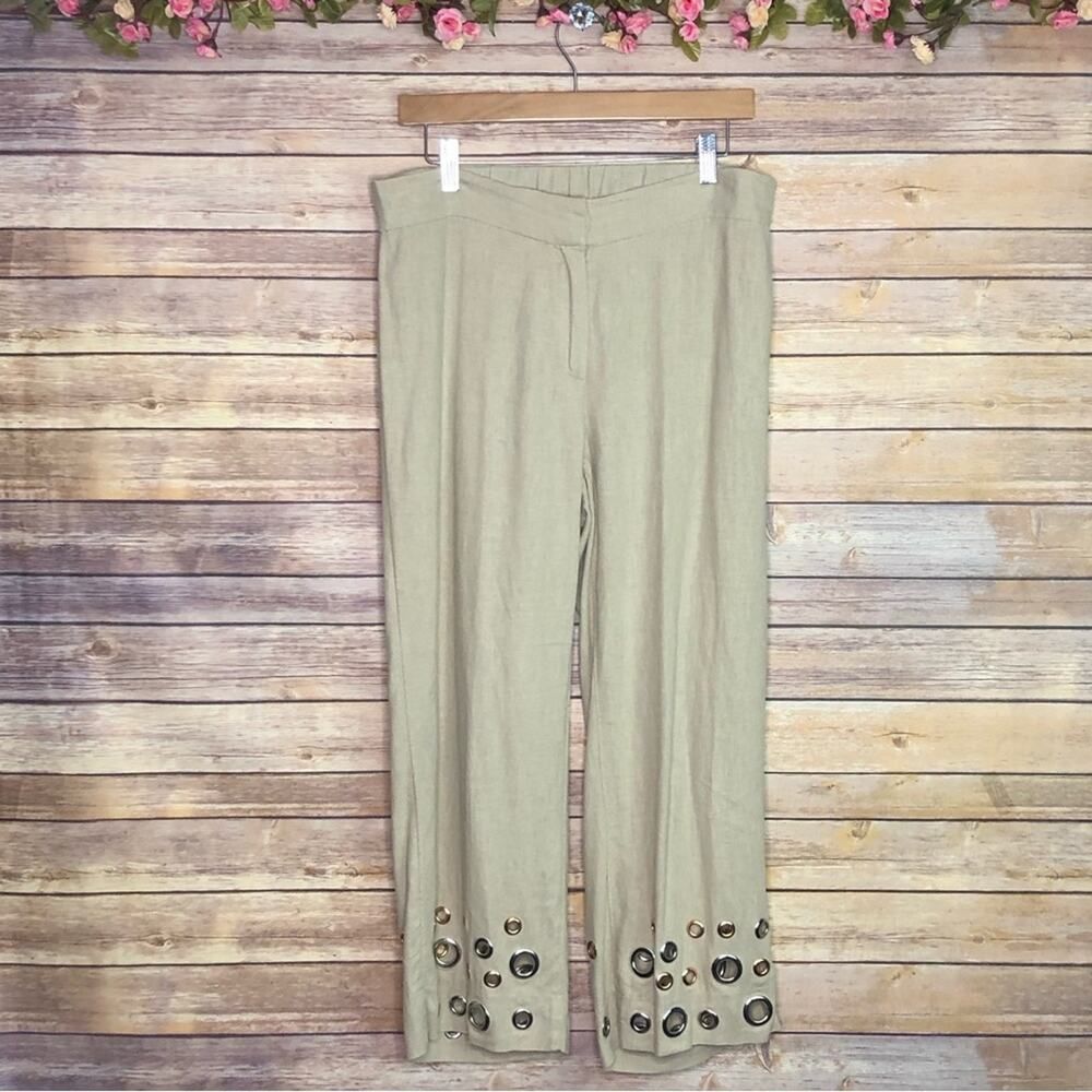 Soft Surroundings Farrah Linen Grommets Ankle Pants